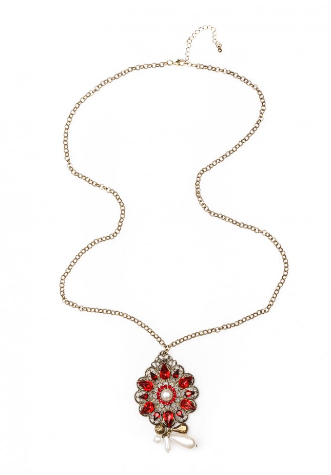 Necklace with red flower