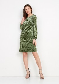 Zielona Welurowa Sukienka