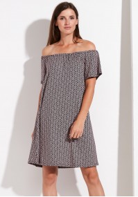 A-line off-the-shoulder patterned dress