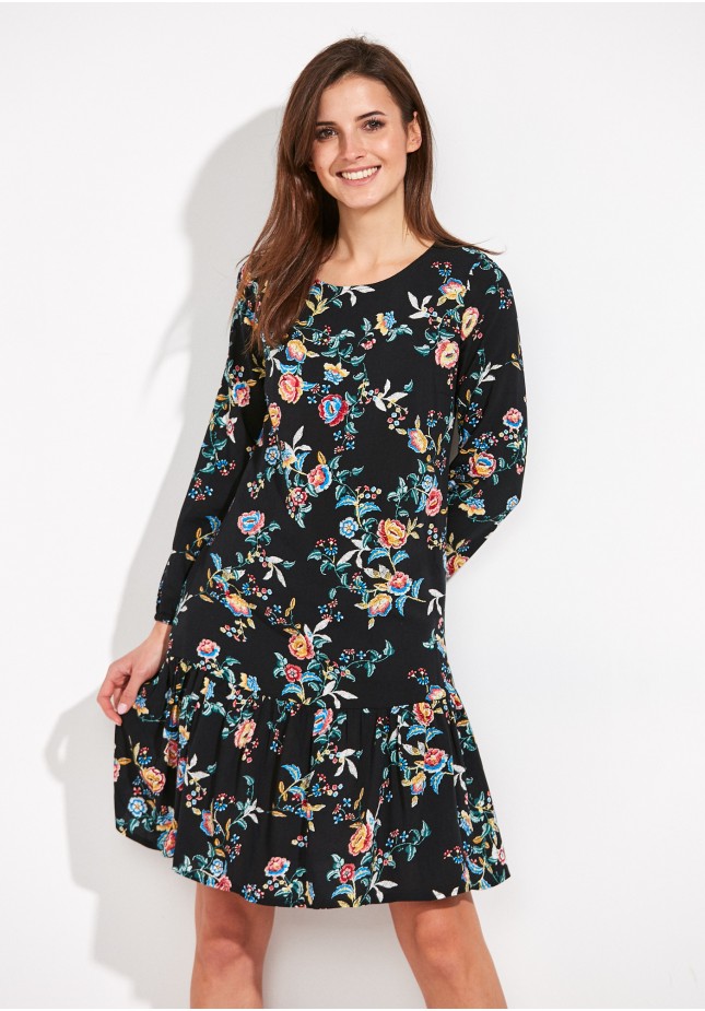 Floral viscose Dress with a frill