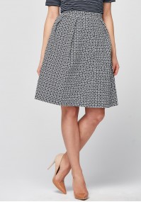 Navy-white Skirt with pleats