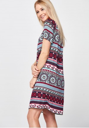 Summer Dress with a burgundy pattern