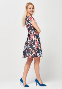 Flared Dress with colorful flowers