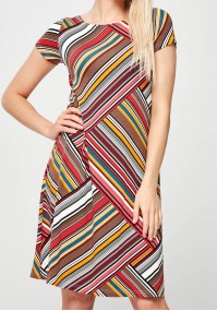 Trapezoidal Dress with colorful stripes