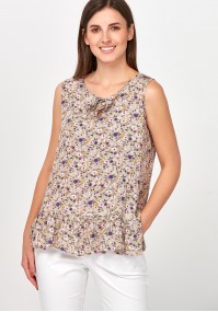 Beige Blouse with small flowers