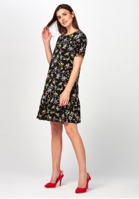 Black Flower Dress with frill