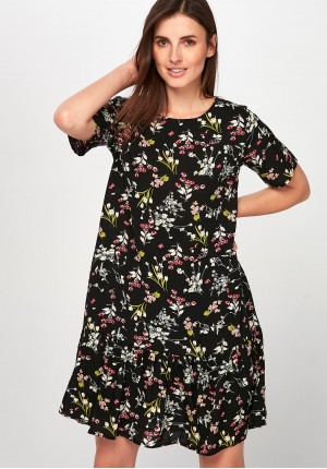 Black Flower Dress with frill