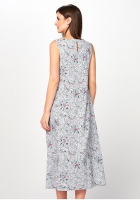 Linen midi Dress with flowers