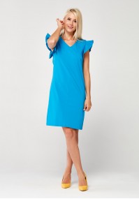 Blue elegant Dress with V-cleavage