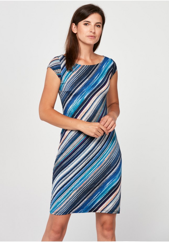 Simple dress with blue stripes