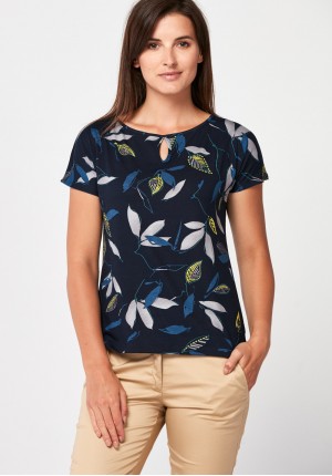 Granatowa bluzeczka w liście