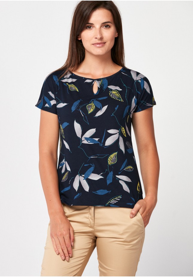 Granatowa bluzeczka w liście