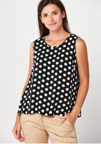 Airy black blouse with dots