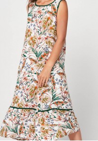 Maxi loose dress with leaves
