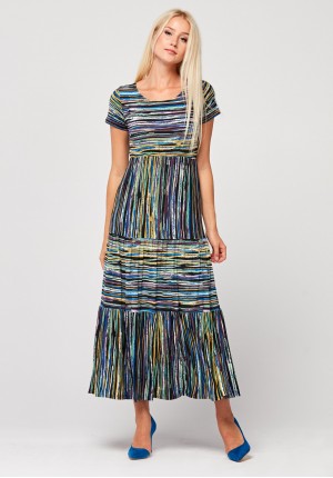 Long dress with colorful stripes