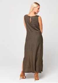 Maxi dress with delicate brown stripes