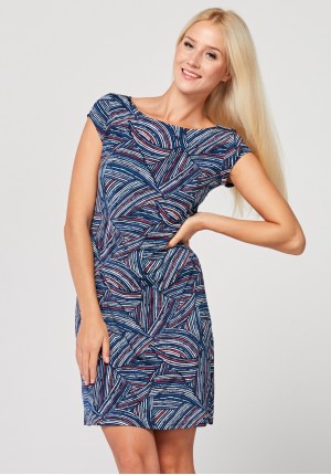 Simple fitted dress with colorful pattern