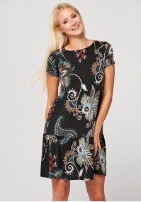 Dress with green patterns and frill