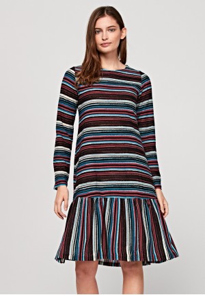 Dress with frill and stripes
