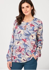Blue blouse with flowers