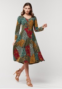 Flared dress with colorful pattern