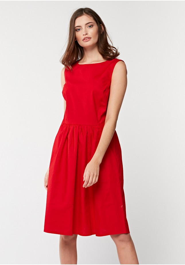 Linen red dress