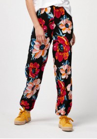 Trousers with multicolor flowers