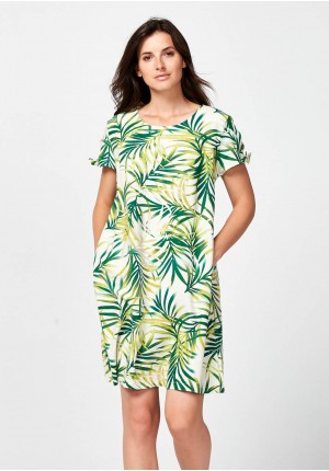 Simple dress with green leaves