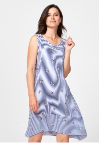 Trapezoidal dress with stripes