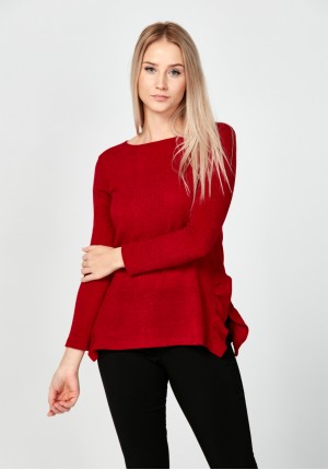 Burgundy sweater with slits