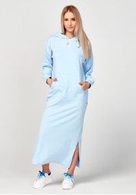 Long blue hoodie dress