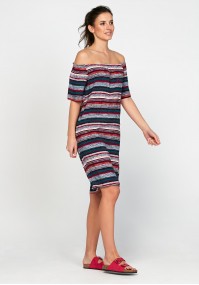 Off shoulder dress with stripes