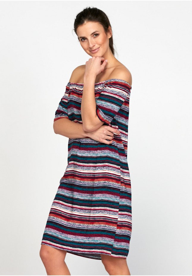 Off shoulder dress with stripes