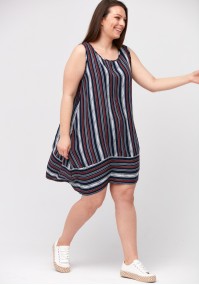 Asymmetric dress with stripes