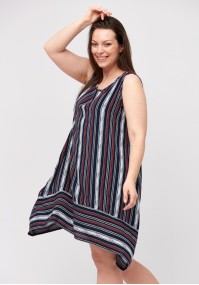 Asymmetric dress with stripes