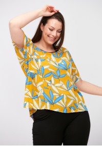 Yellow blouse with leaves