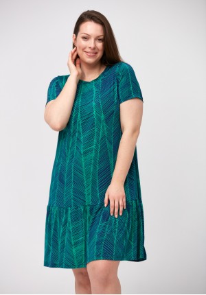 Green and navy blue dress