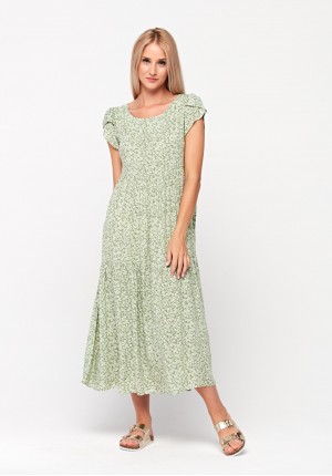 Green maxi dress with flowers