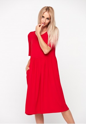 Tapered waist red dress