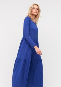 Niebieska trapezowa sukienka maxi