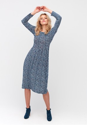 Midi tapered waist dress with small flowers