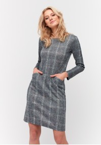 Grey knitted checkered dress