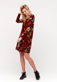 Trapezoidal dress with flowers
