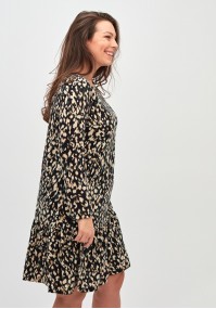 Dress with beige and dark green spots