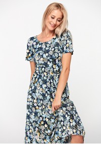 Navy blue dress with flowers