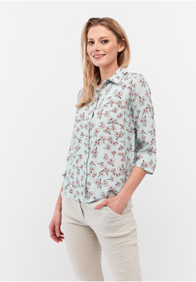 Mint shirt with flowers