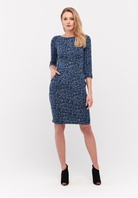 Leopard print blue dress with pockets