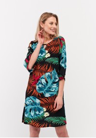 Simple dress with colorful leaves