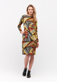 Dress with yellow and orange pattern