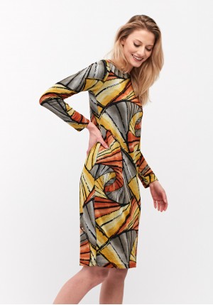 Dress with yellow and orange pattern
